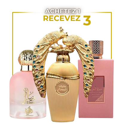 Pack Trio Parfums Arabes pour Femme – Tiara Rose | Afeef Gold | Pink Musk