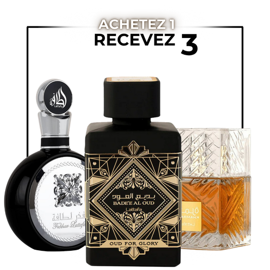 Pack Trio Parfums Arabes pour Homme – Fakhar Luxe | Royal Oud Essence | Khamrah Gold