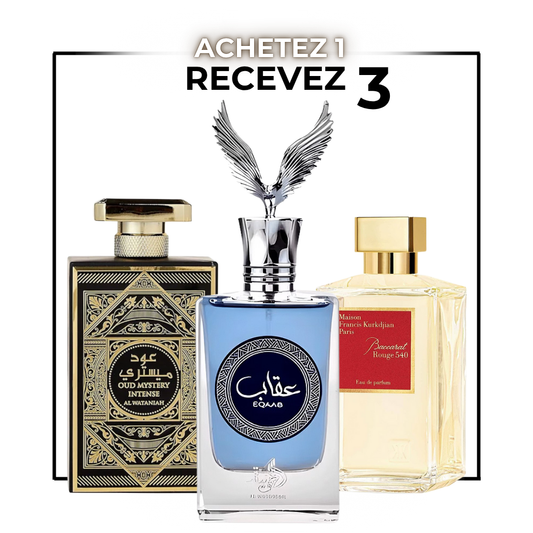 Pack Trio Parfums Arabes pour Homme – Oud Mystery | Eqaab Blue | Rouge Essence